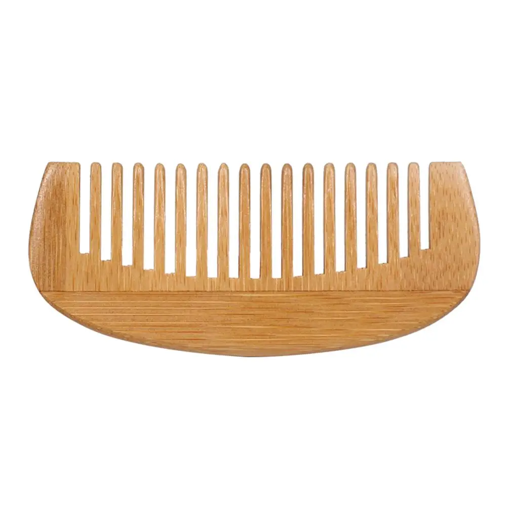 Mini Portable Hair Health Care Natural Peach Wood Comb Close Teeth Bamboo Crescent Shape Head Massage