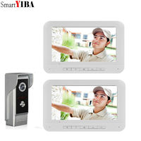 SmartYIBA 7inch Video Doorbell Home Apartment Entry Intercom Kits LCD White Monitor Video Door Phone Intercom For House Protect