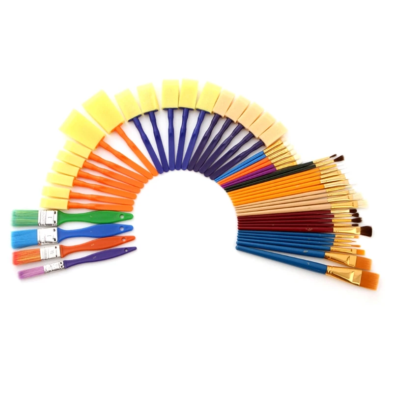 50 Pcs Multi-purpose Paint Brush Set for students Acrylic Oil Gouache Painting