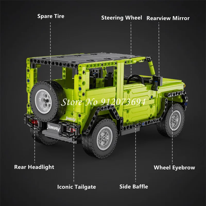 1:12 579PCS Building Block Splicing Jimny RC Truck Scratch Programming DIY Assemble Off-Road APP Remote Control Truck Model Toy