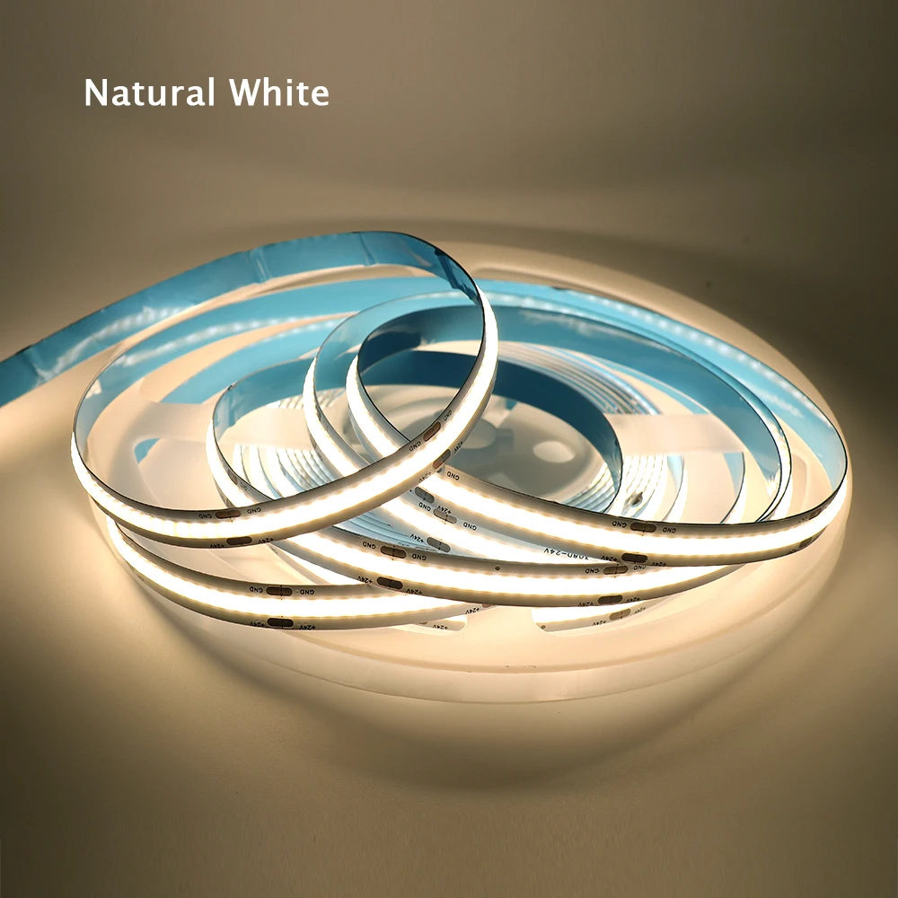 Led Cob Strip Flexible Light 24V DC Super Bright 10-14W/m 308LED 384LED 528LED LED Ribbon Tape Light Home Decoration 3 Color New
