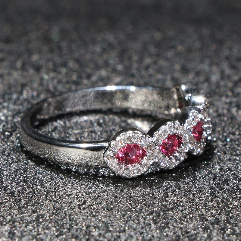 Cellacity Fashion Wave shaped Silver  Jewelry Emerald Ruby Ring for Women Round Gemstones Female Jewelry for Party Size5-11