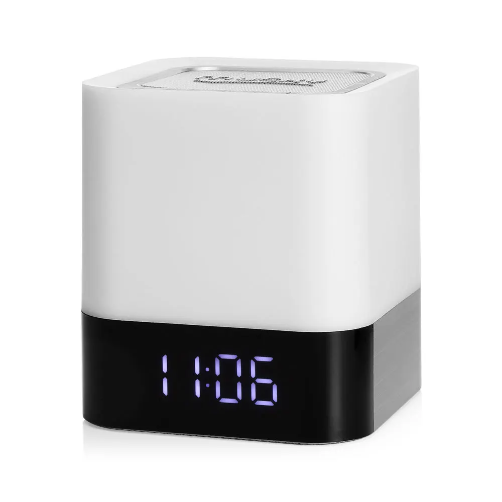 LED Alarm Clock USB Wireless Bluetooth Speaker LED Digital Electronic Alarm Clock Touch Dimming Table Lamp Colorful Night Light