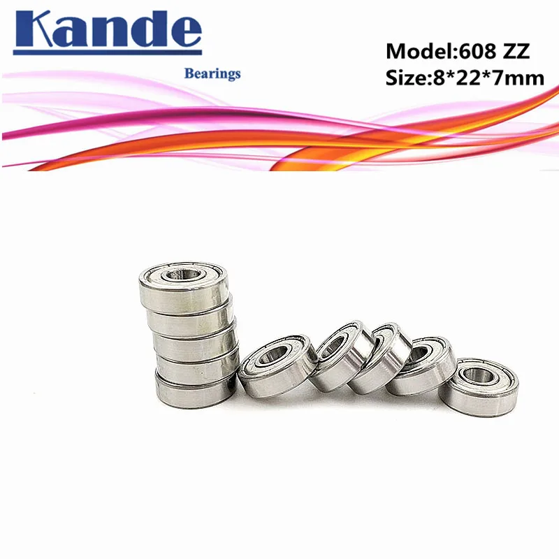 Kande 10PCS Bearings 608 ABEC-1 608-2Z ABEC-3 608ZZ  ABEC-5 P5 608 ZZ Miniature Ball Bearing 8x22x7mm 608Z 608 ZZ