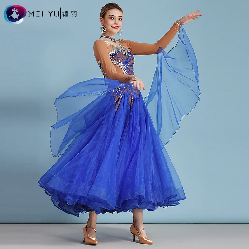 Vestido de competición de baile de salón para mujer, vestidos de Vals, vestido de baile estándar para mujer, vestido de salón MY828