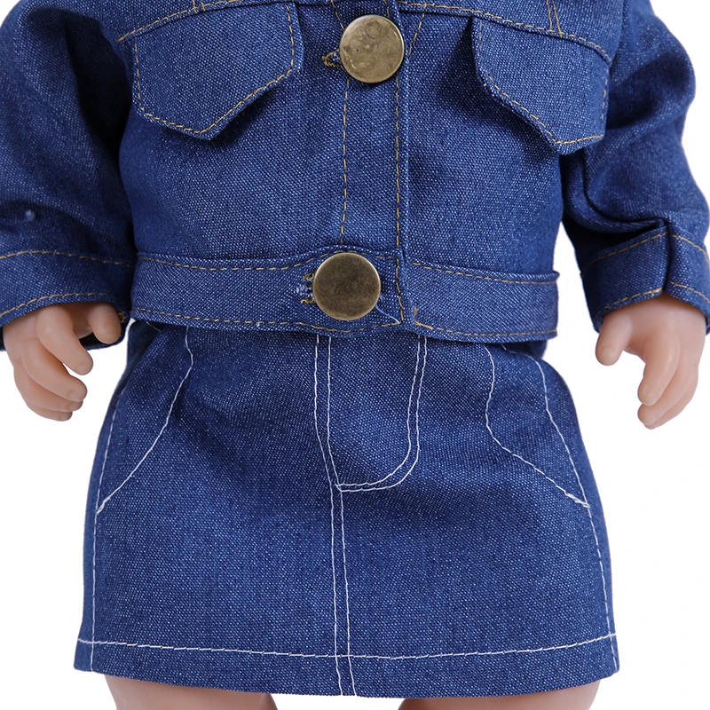 Vêtements de poupée 18 pouces, jupe + veste + T-shirt en Denim, costume de jeune homme à la mode pour bébé, cadeau pour fille, fournitures personnalisables