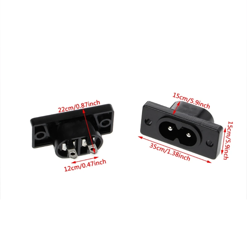 5 Pcs/1 Set IEC320 C8 Power Plug Black 2 Terminal Plug Power AC Input Socket 250 V 2.5A Hot Electrical Equipment