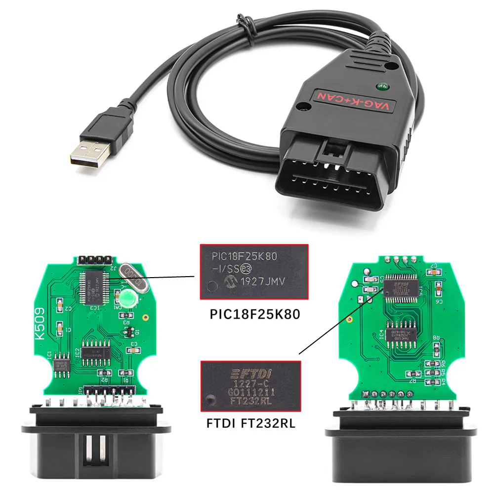 VAG K CAN Commander 1.4 FTDI PIC18F25K80 K+CAN 1 4 OBD 2 OBD2 Auto Auto Diagnose Werkzeuge Schnittstelle COM K-line Kabel für VW/AUDI – Detail 6