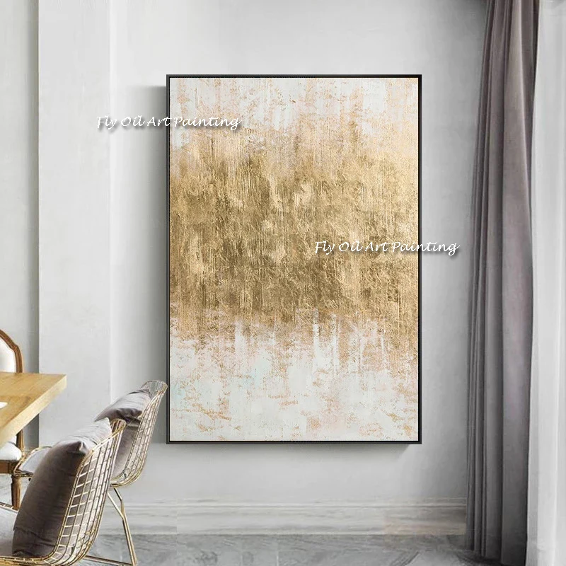 

100% Handmade Painting Abstract Hanging Painting Nordic Simple Mural Modern Decorative Gold Foil Painting Wall Decor Aa A Gift