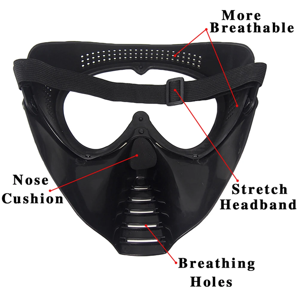 Máscara airsoft con protección facial de malla de acero y lente desmontable - imagen 2
