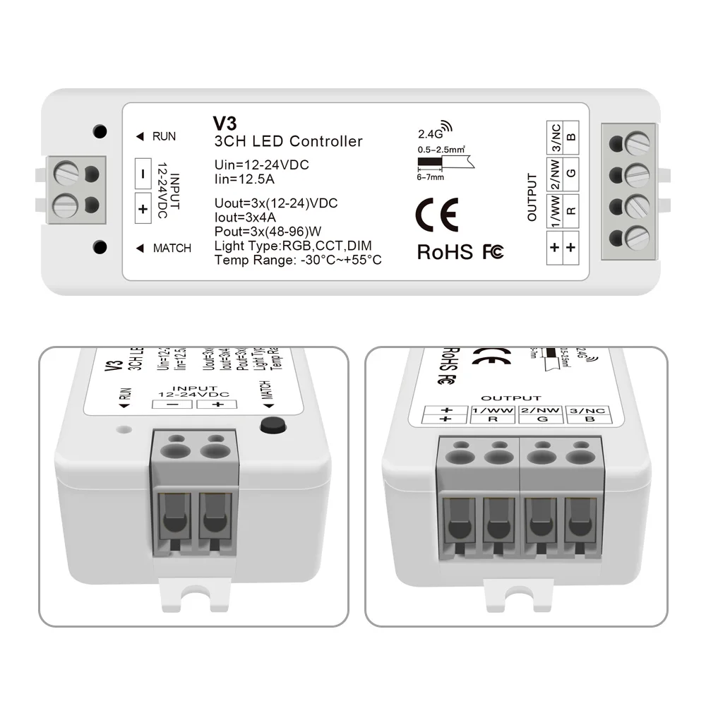 RF 2.4G RGB LED Controller For LED Strip Light RGBW DC 12V~24V 4A/Channel High Power LED Tape Ribbon Dimmable Top Quality