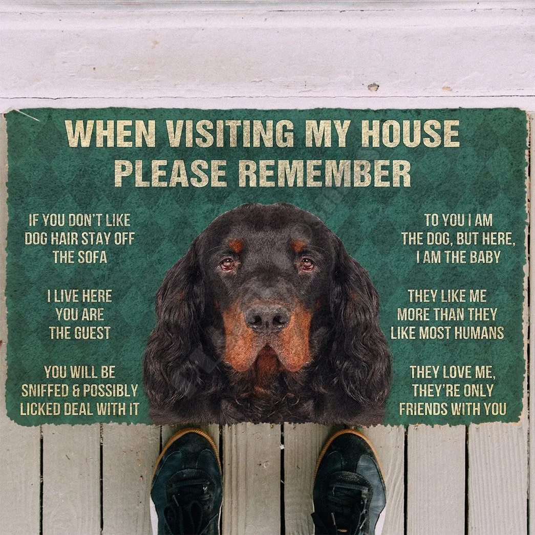 3D Please Remember Gordon Setter Dogs House Rules Doormat Non Slip Door Floor Mats Decor Porch Doormat