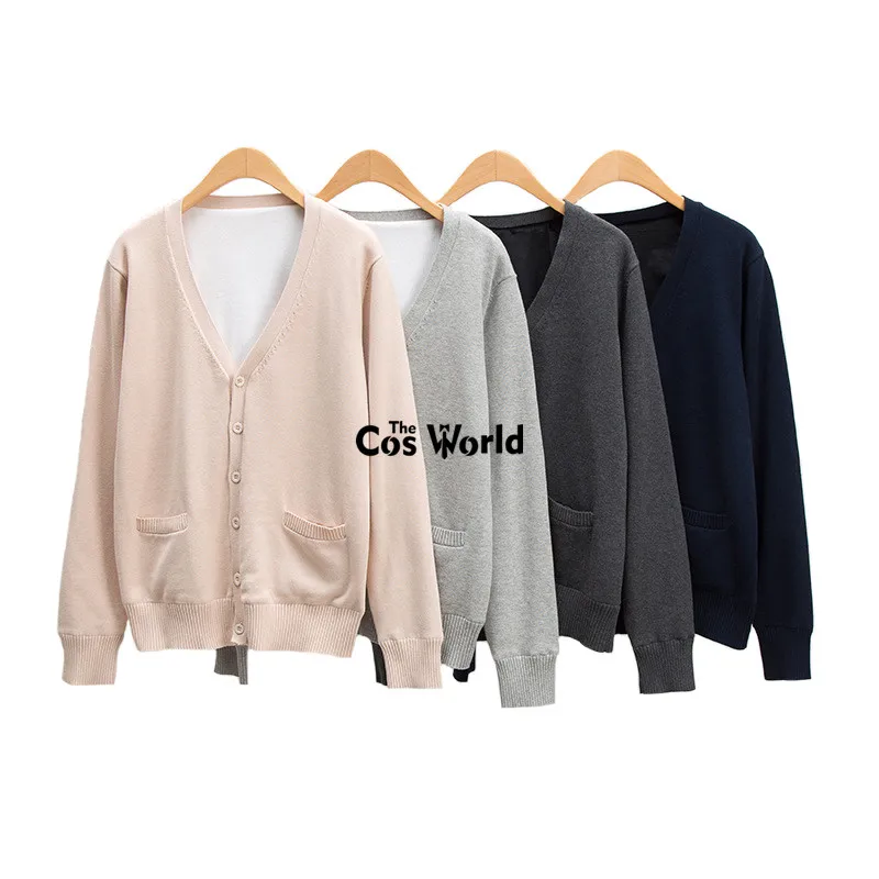 XS-XXL Japanese Winter Women Cotton Long Sleeve Loose Knit Cardigan V Neck Sweater Outwear Jacket Coat For JK School Uniform