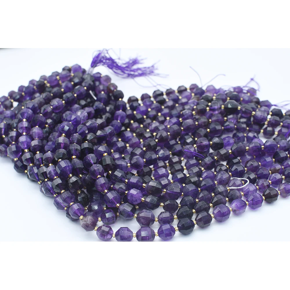 8mm AA Natural Faceted Amethyst irregular round Stone Beads For DIY necklace bracelet jewelry making 15 