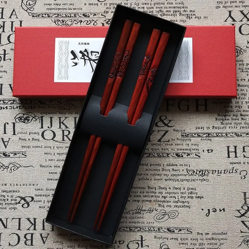 Japanese original single handmade turtle crane carving large lacquer craft wooden chopsticks high-end gift gift box chopsticks