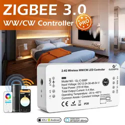 GLEDOPTO Zigbee 3.0 스마트 프로 WW/CW 컨트롤러, 따뜻하고 차가운 백색광, SmartThings 앱, Alexa Echo Plus, 2.4G RF 원격 작동