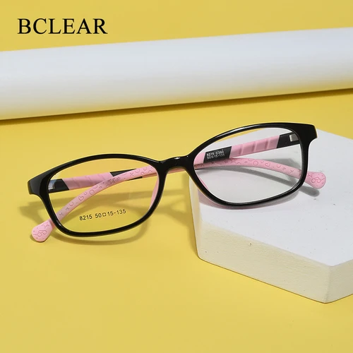 Imagen 1 del producto BCLEAR, montura de gafas para niños y niñas, montura de gafas TR de silicona, gafas flexibles de alta calidad para protección de la visión