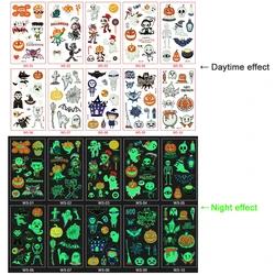 10 Sheets/Set Halloween Luminous Tattoo Stickers Face Temporary Cartoon Pumpkin Funny Body Arm Party Tattoo for Kids