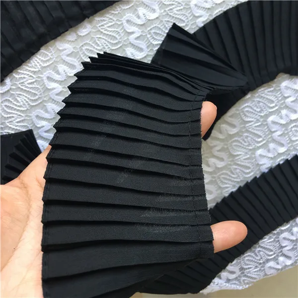 6-11CM White Black 3D Elastic Pleats Chiffon Lace Ribbon Ruffle Trim Curtains Collar Skirt Splicing DIY Sewing Guipure Supplies