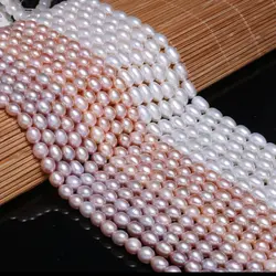 AAA Charm Freshwater Pearl Beads Elliptical Natural Pearls for Jewelry Making DIY Elegant Bracelet Necklace Accessories 6-7mm