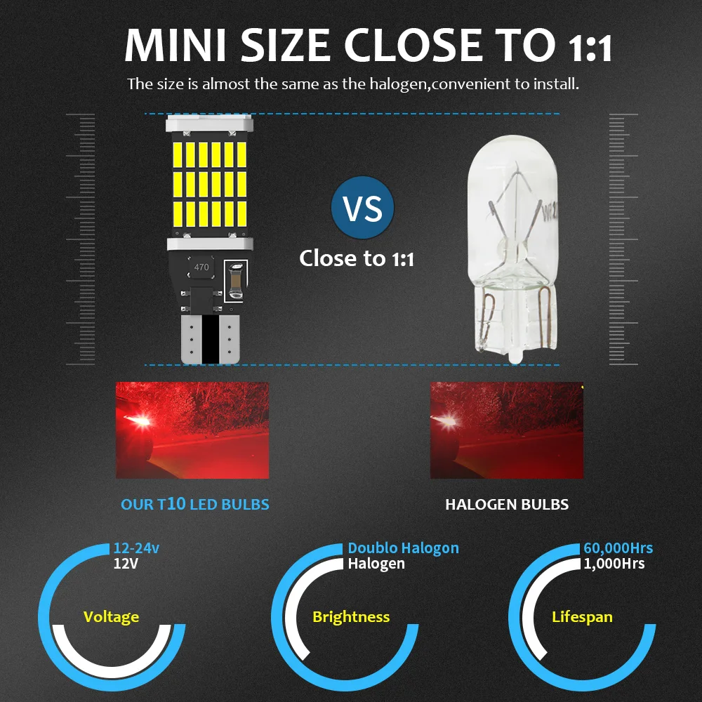 Canbus-T15 W16W WY16W Lâmpadas LED, 4014 45SMD para Auto, lâmpada reversa, Lâmpadas de freio da cauda do carro, nenhum erro, branco, vermelho, âmbar, 6000K, 2 pcs