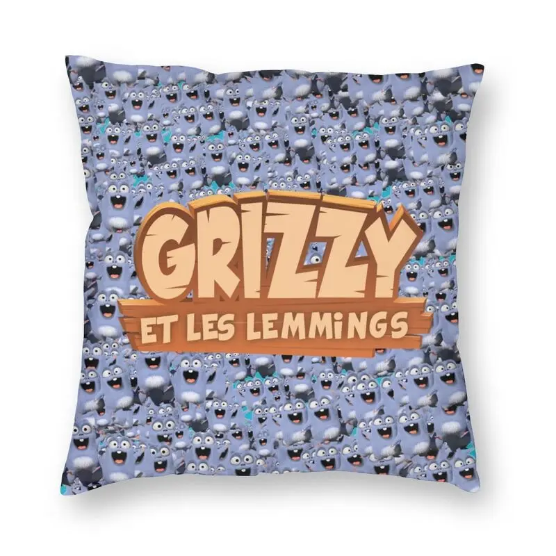 Toddler Grizzy And The Lemmings Art Cushion Cover Sofa Decoration Square Throw Pillow Case 40x40cm