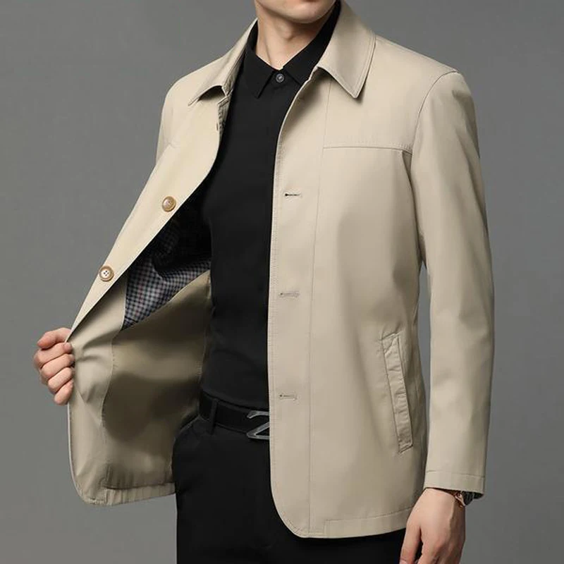 Business Shirt Jacket Men Autumn Casual Coat Button up Tops Office Work Clothes 2021 New