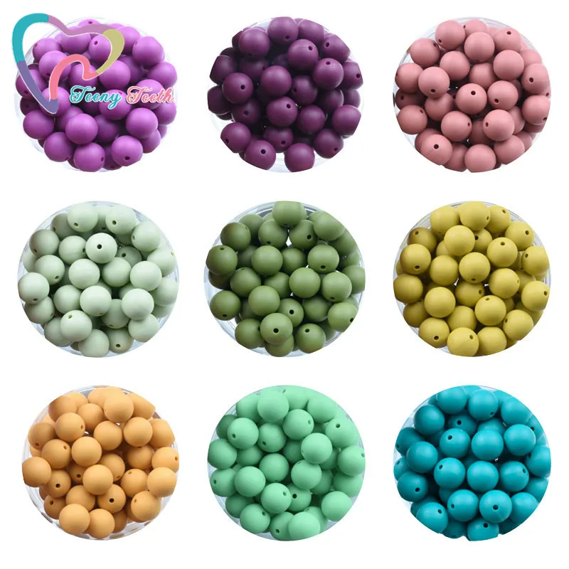 100 PCS Fall Colors Red Wine Mustard Silicone Round Beads 9/12/15 MM Baby Teething Necklace Pacifier Chain DIY Ball Perls Beads