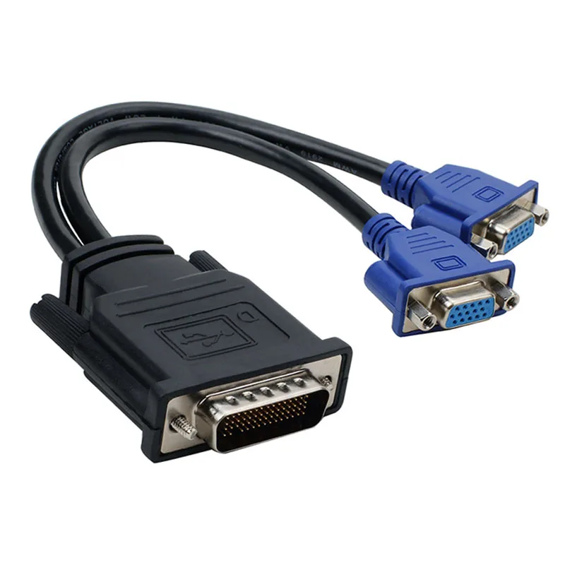 DMS-59 Pin Male to 2 VGA  Female Splitter Video Cable Adapter for Computer Video Card 59Pin DVI to Dual VGA 25cm