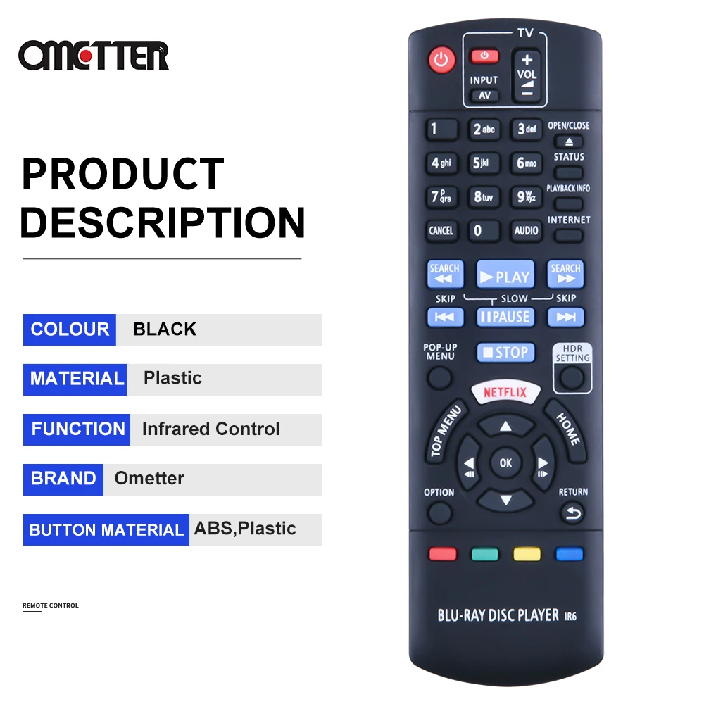 Adatto per Panasonic Eluga Ray blu-Ray DVD Remote Control muslimex DP-UB820 DP-UB824 DP-UB820K DP-UB820-K