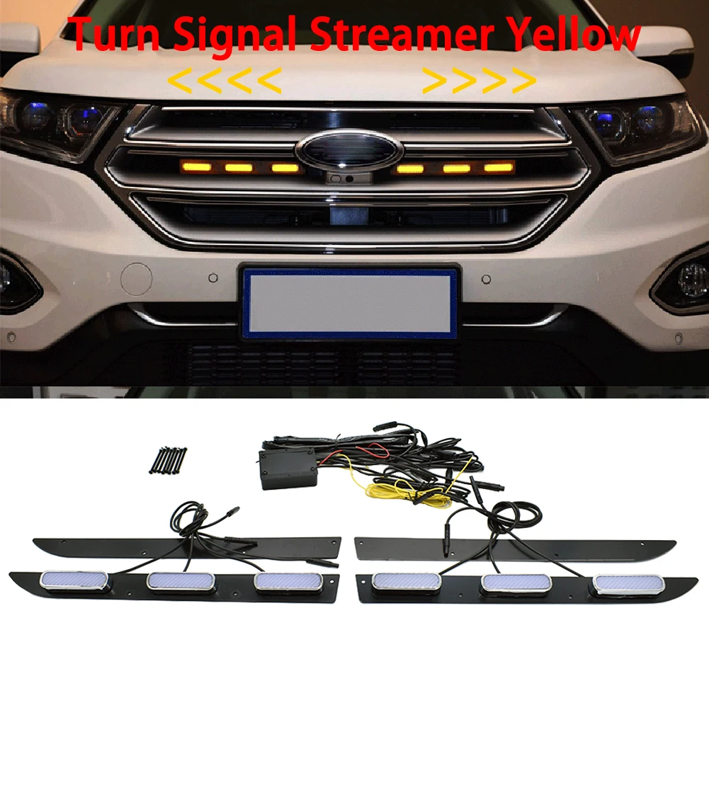 

Raptor-Style Led Grille Light With Turn Signal Streamer Amber Flashing Grill Mount Assemblies For Ford EDGE 2015 2016 2017 2018