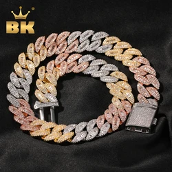 THE BLING KING 16mm Mulitcolor Luxury Miami Cuban Link Necklace Prong Setting Baguettecz Cubic Zirconia Bracelet HipHop Jewelry