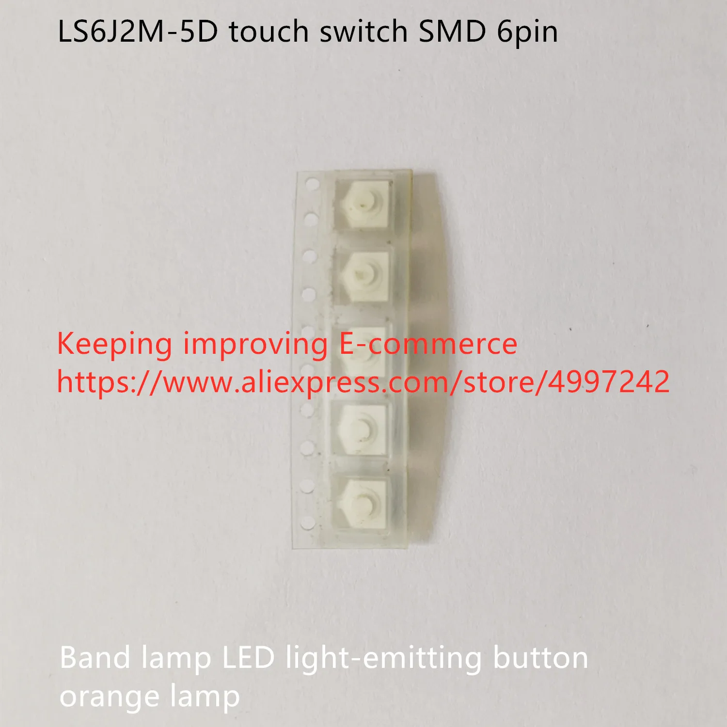 Original new 100% LS6J2M-5D touch switch SMD 6pin band lamp LED light-emitting button orange lamp