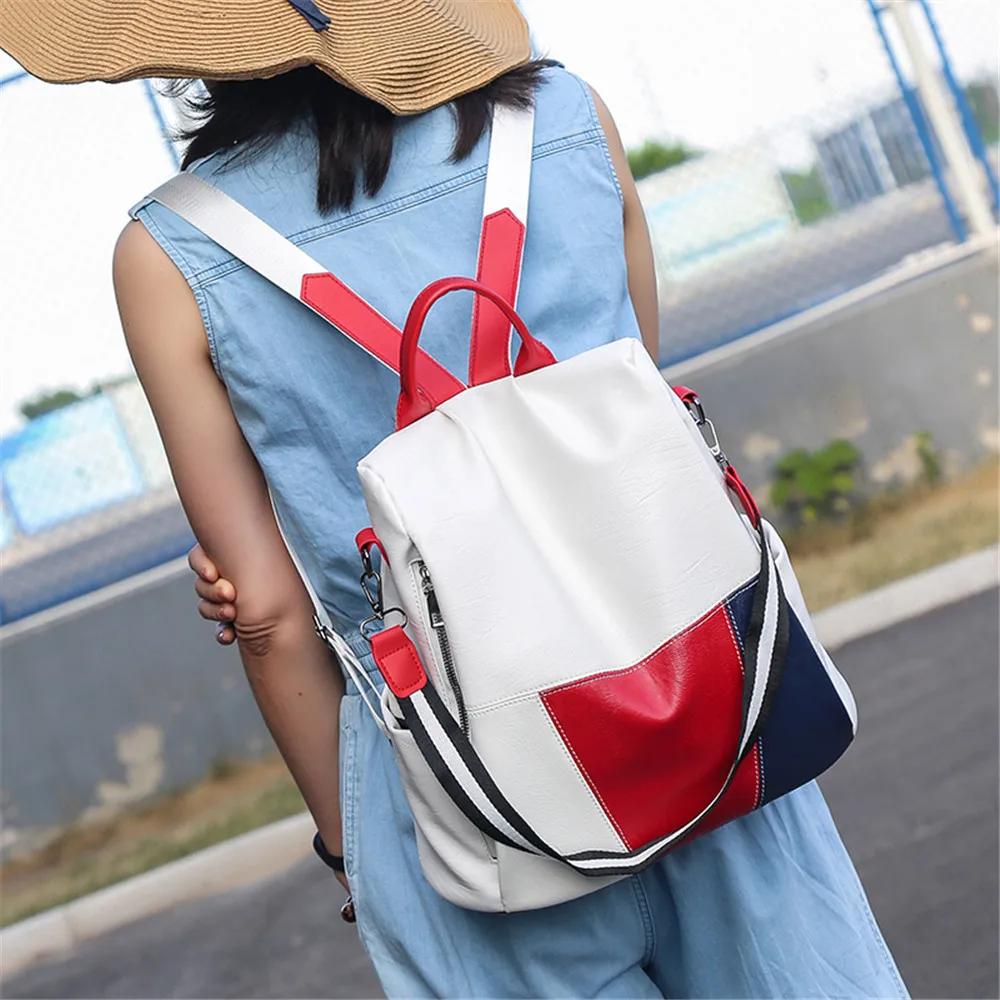 Multifunctional Backpack Women Leather Backpacks Female White School Bags For Teenage Girls Shoulder Bag Travel BackPack Mochila