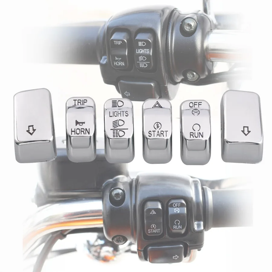 

Хромированные колпачки для переключателей, накладка на руль мотоцикла Harley 14-Up XL 12-17 Dyna 11-15 Softail, элементы управления