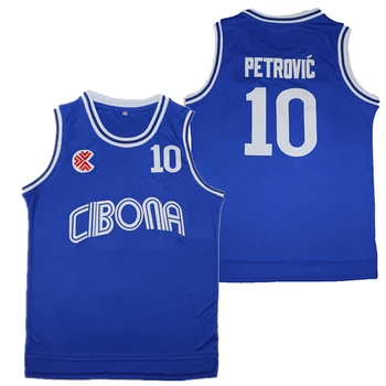 Sport Basketbal Jerseys Cibona 10 Petrovic Jersey Borduursnelheid Outdoor Sportkleding Hip-Hop Cultuur Movie Bule