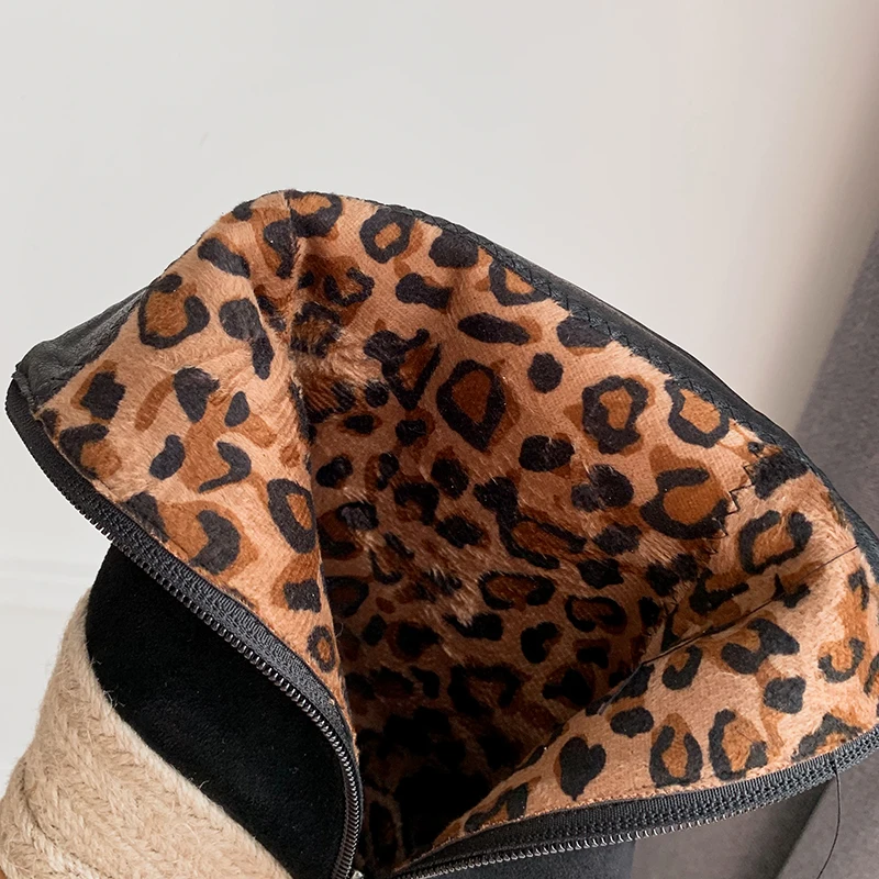 Stivaletti da donna invernali con plateau e zeppa Stivaletti con zeppa Tacchi alti femminili Scarpe espadrillas autunnali Chaussure Femme di grandi