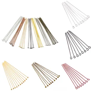 رأس العين دبوس الرأس المسطح ، الكرة المطلية بالذهب ، نتائج المجوهرات ، صنع لوازم الملحقات ، 10-70 مم ، 100-200 قطعة لكل قطعة أفضل 6 مبيعات دراجة مستعملة 100 ريال - رقم 2