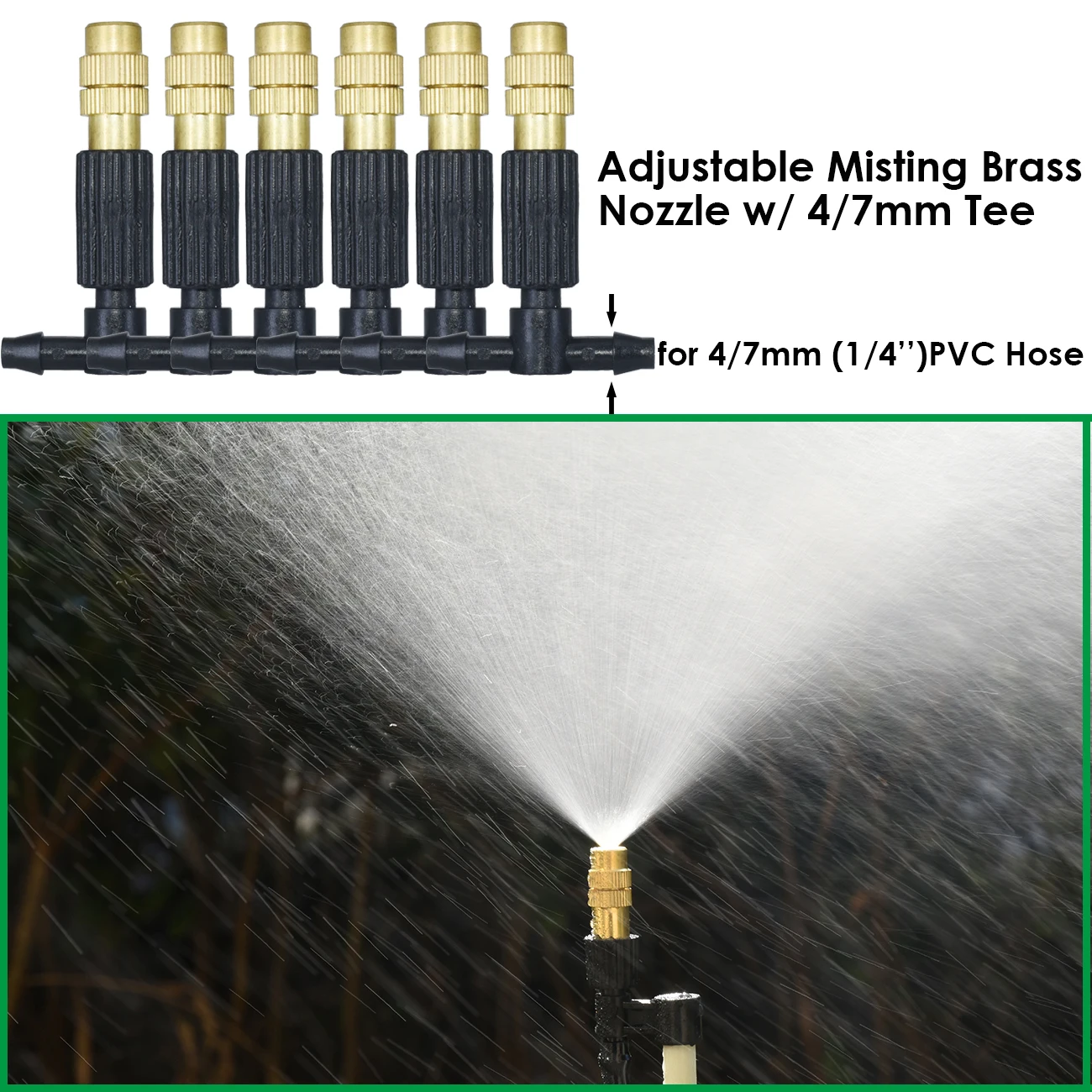 Greenhouse Garden 10-50M Automatic Drip Watering Irrigation Kit System 1/4\'\' 4/7mm Hose Brass Mist Nozzles for Lawn Pot Flower