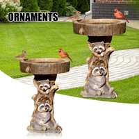 Resin Raccoon Birdbath Animal Statue Outdoor Birdfeeder Resin Decoration Raccoon Garden Ornament For Home Jardineria Decoracion