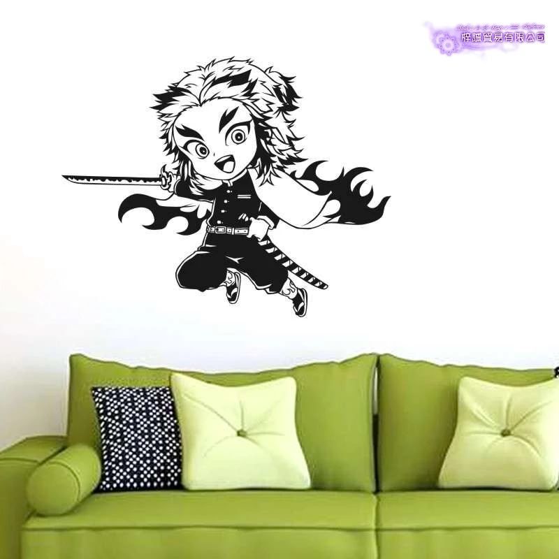 Demon Slayer Wall Decal Kimetsu no Yaiba Vinyl Rengoku Kyoujurou Wall Stickers Decal Decor Home Decoration Anime Car Sticker