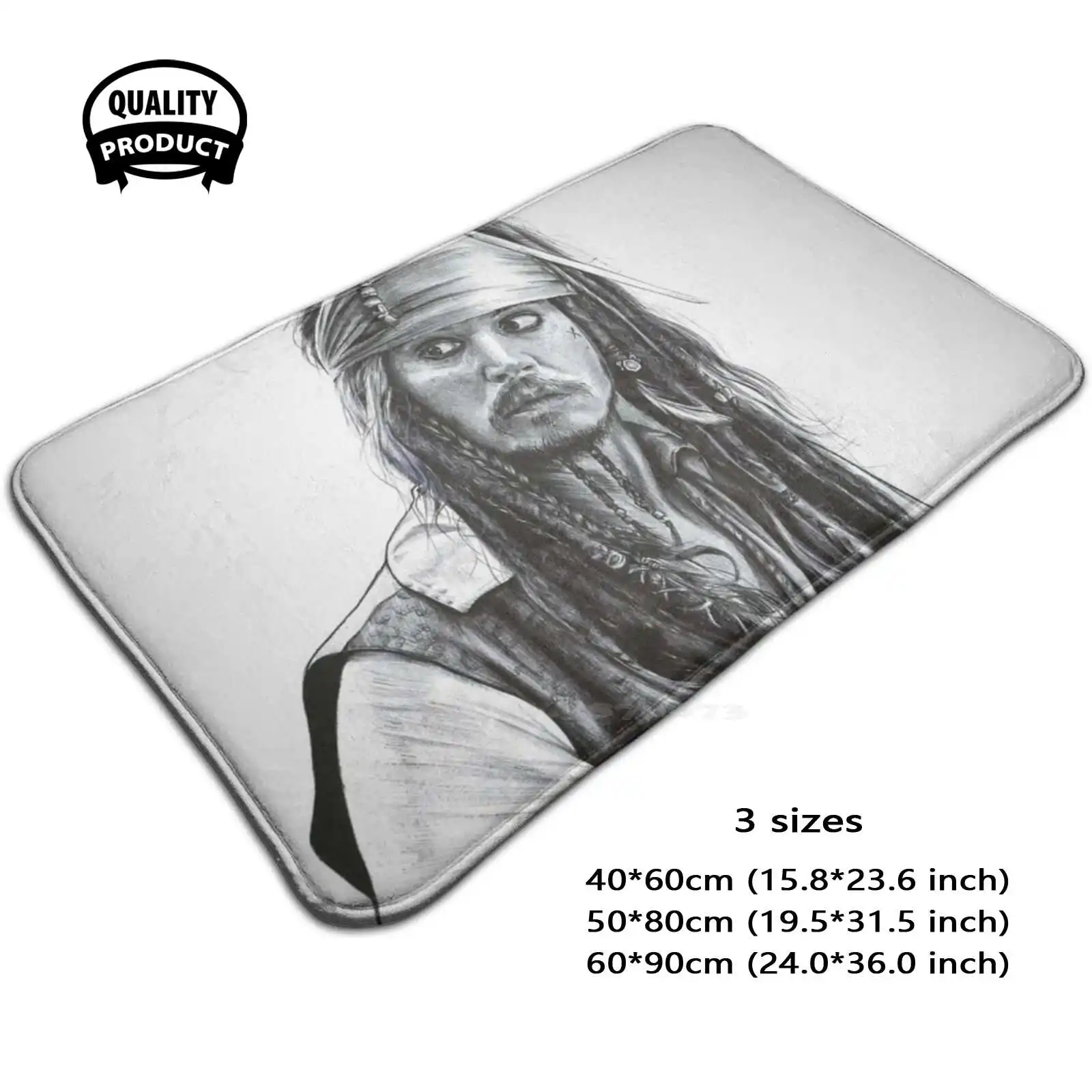 Captain / Johnny Depp Soft Cushion Home Carpet Door Mat Car Rug Johnny Depp Penart Pendrawing Sketch Portrait Celebrity Movie