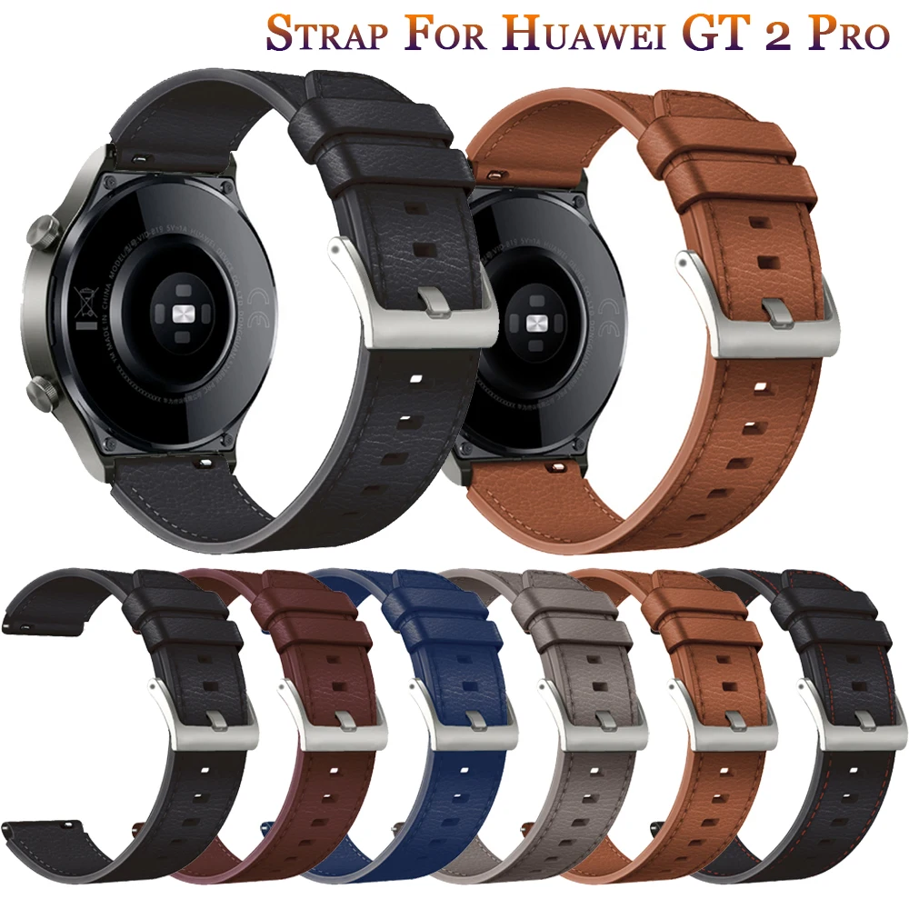 New Watch Band 22mm Genuine Leather Strap For Huawei GT 2 GT2 Pro Watch Strap Replacements Honor Magic 1 2 46mm Watch Mens Strap