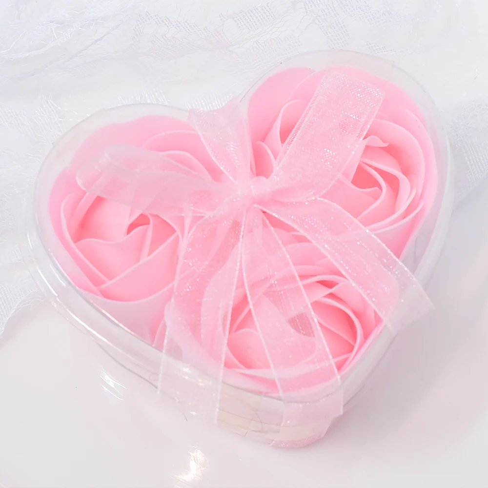 3 PCS Heart Scented Bath Body Petal Rose Flower Soap Wedding Decoration Hot Selling Wedding Party Gift Scented Rose Flow