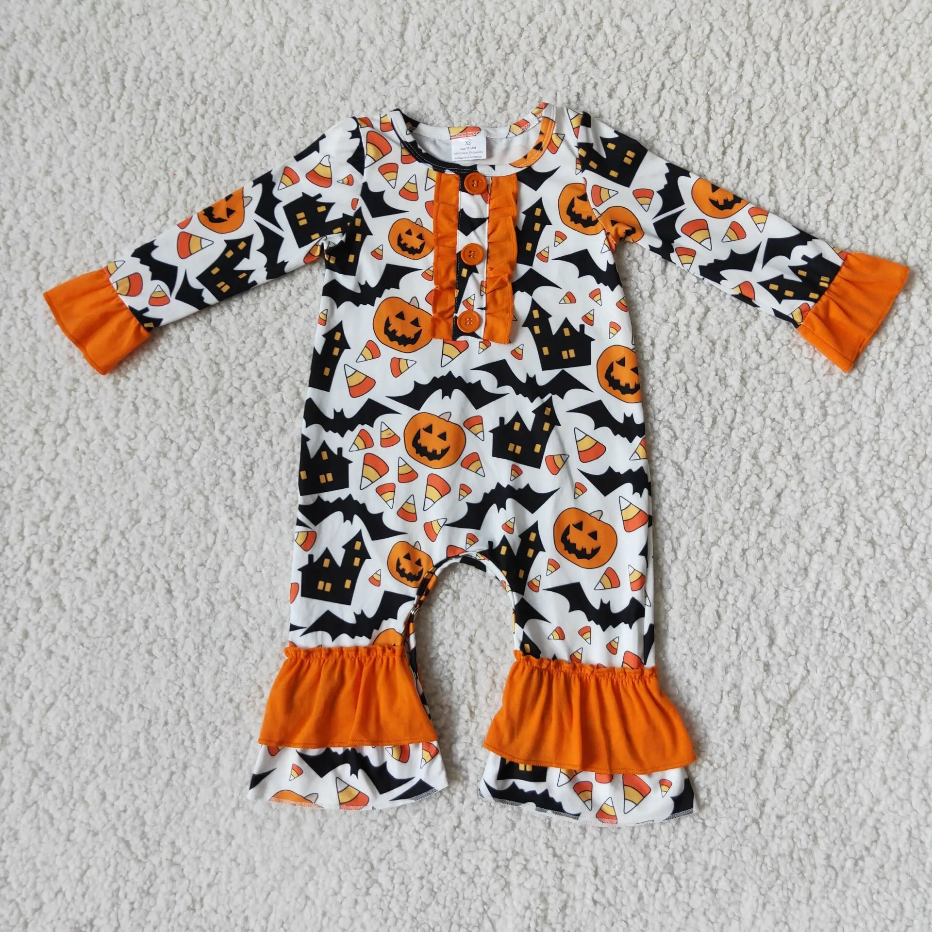 

Newborn Baby Romper Jumpsuit Halloween Day Designer Infant Children's Lovely Ruffles Long Sleeve Fall Outfits