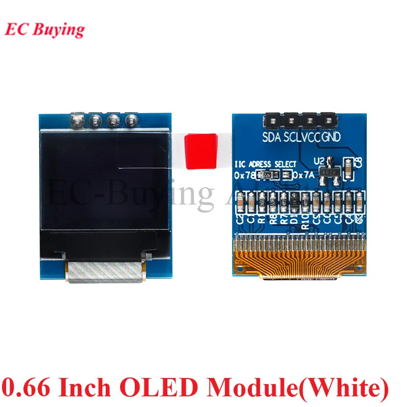 0,66 inch OLED LCD-schermmodule 64X48 0,66 "LED-scherm Wit Blauw IIC I2C SPI-interface SSD1306 Driver voor Arduino AVR STM32