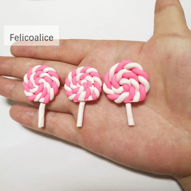 8 Stück Cabochons aus Kunstharz mit flacher Rückseite, Pastell-Konfetti-Charms, Süßigkeiten, Lutscher, Süßigkeiten, weicher Ton für Kinder, DIY-Telefondekoration – Detail 17