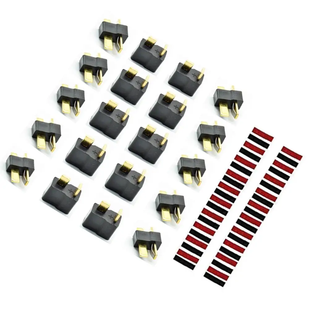 2/5/10 Pairs Red Black Ultra T-Plug Connectors Deans Style Male and Female with heat Shrink Tubing For RC charger LiPo Battery