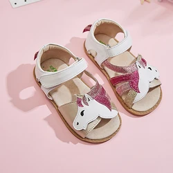 TipsieToes Top Brand Unicorns Soft Leather In Summer New Girls Children Barefoot Shoes Kids Sandals Baby Toddler 1-12 Years Old