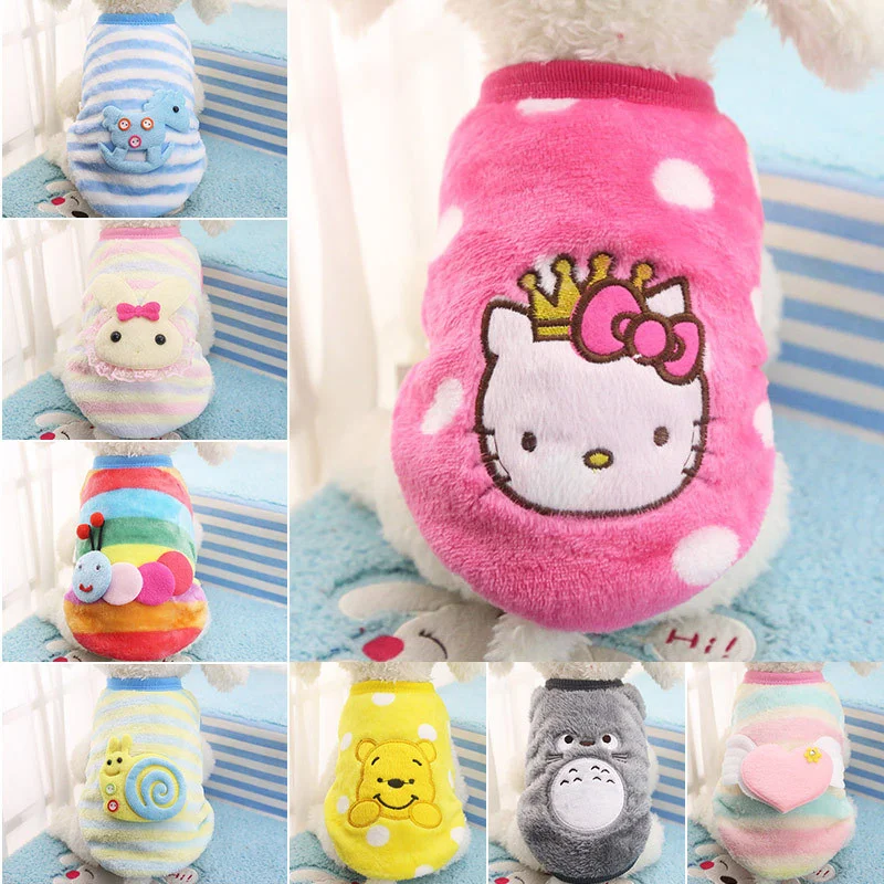 Pet Clothes Dog Clothes Flannel Warm Cartoon Series Cloth Paste Pet Dog Cat Clothes